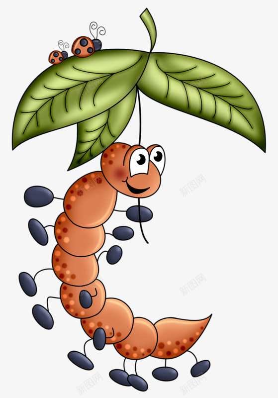 一只虫子举着两只瓢虫png免抠素材_新图网 https://ixintu.com 卡通 昆虫 瓢虫 童话