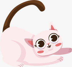 水彩粉色猫咪矢量图素材