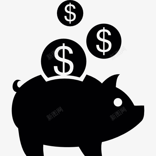 小猪银行用美元硬币图标png_新图网 https://ixintu.com 储蓄银行 商务 美元 钱 钱币 银行