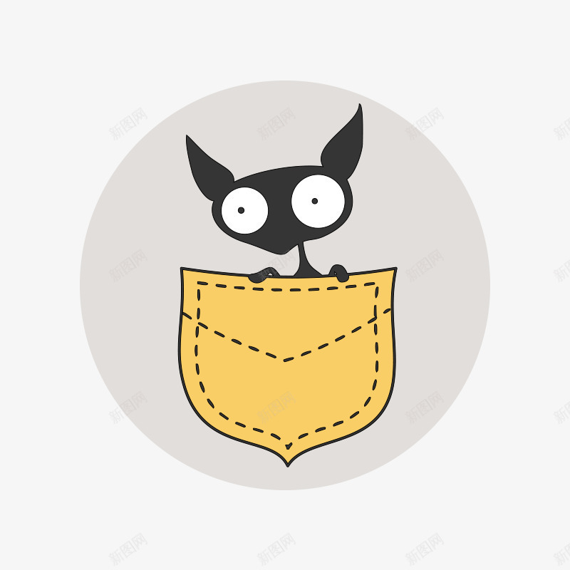 布袋里的猫咪png免抠素材_新图网 https://ixintu.com 一只 剪影 卡通 布袋 手绘 猫咪 黄色的 黑色的