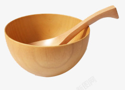 木制碗和勺子素材