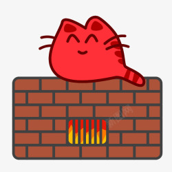 卡通玩红色线团的猫咪火炕上的红色猫咪高清图片