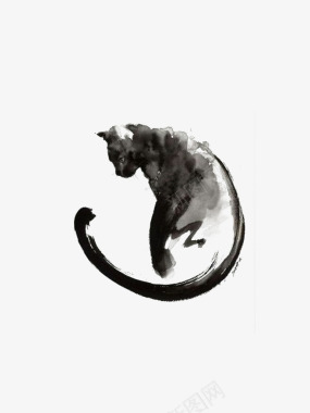 中国风水墨猫图标图标