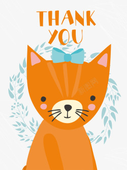 猫谢谢可爱橘色猫咪谢谢你矢量图高清图片