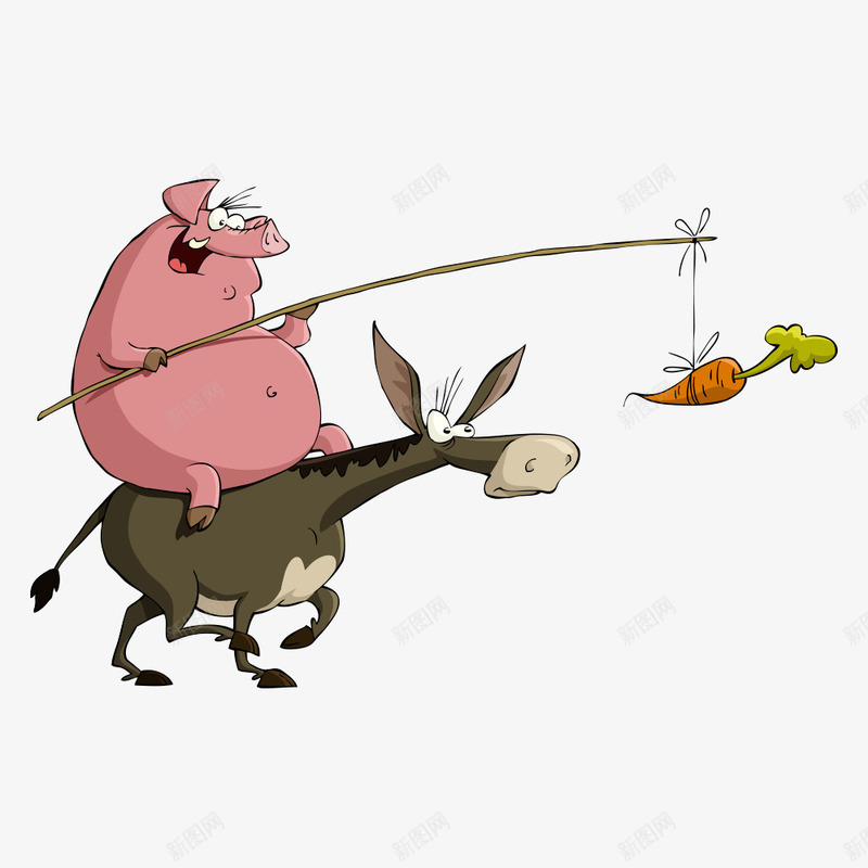 猪骑驴png免抠素材_新图网 https://ixintu.com 动物 动物插画 卡通动物 小猪 猪猪 矢量动物 驴 驴子卡通