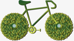 绿色树叶造型自行车素材