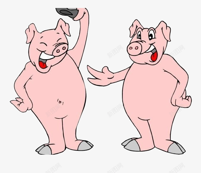 互相打招呼的两只小猪png免抠素材_新图网 https://ixintu.com 卡通 小猪 帽子 灰色 猪鼻子 粉色