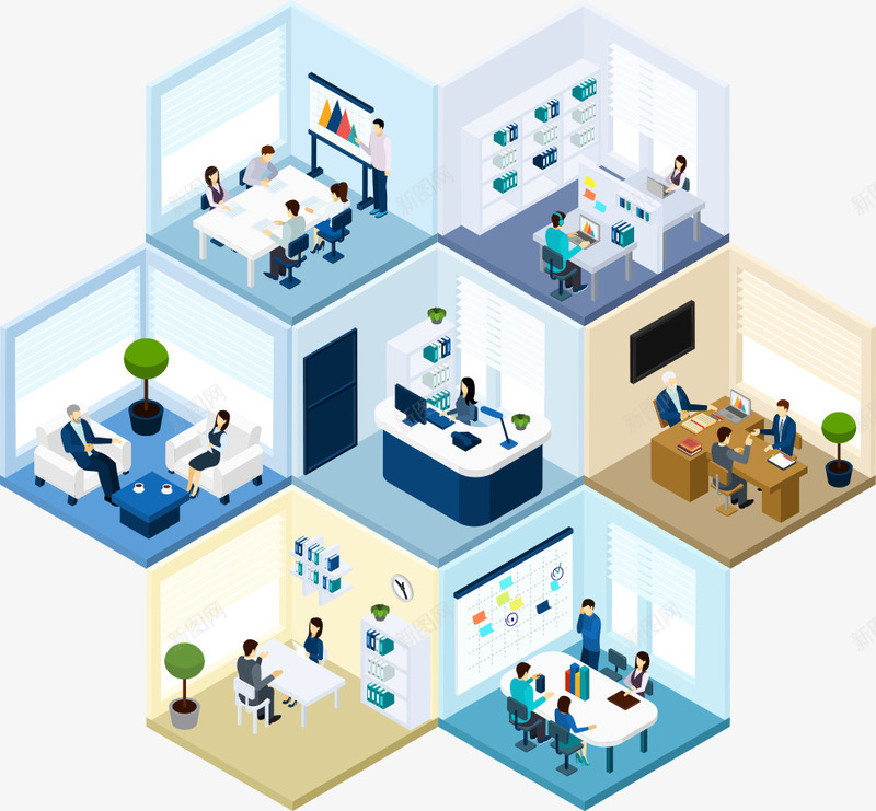 商务办公场景png免抠素材_新图网 https://ixintu.com 人物 办公 卡通人物 卡通商务办公 商务办公 矢量人物