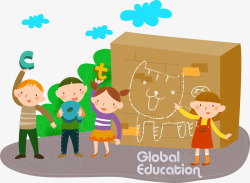 小老师在对小孩进行全球教育素材