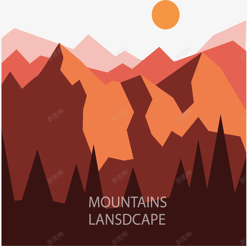 橘色夕阳下山谷矢量图eps免抠素材_新图网 https://ixintu.com 夕阳西下 夜晚山谷 山峰 岩石 月亮山谷 橘色 矢量图 矢量素材