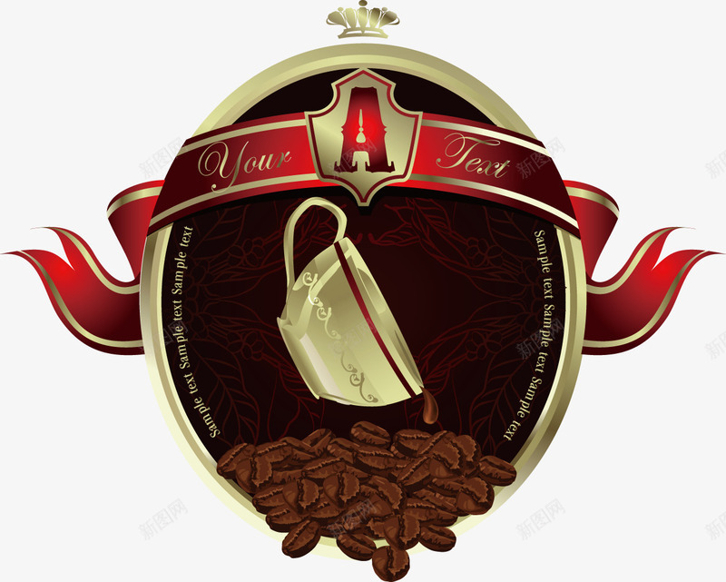 棕色咖啡豆标志矢量图eps免抠素材_新图网 https://ixintu.com 咖啡店 徽章 标志 矢量图