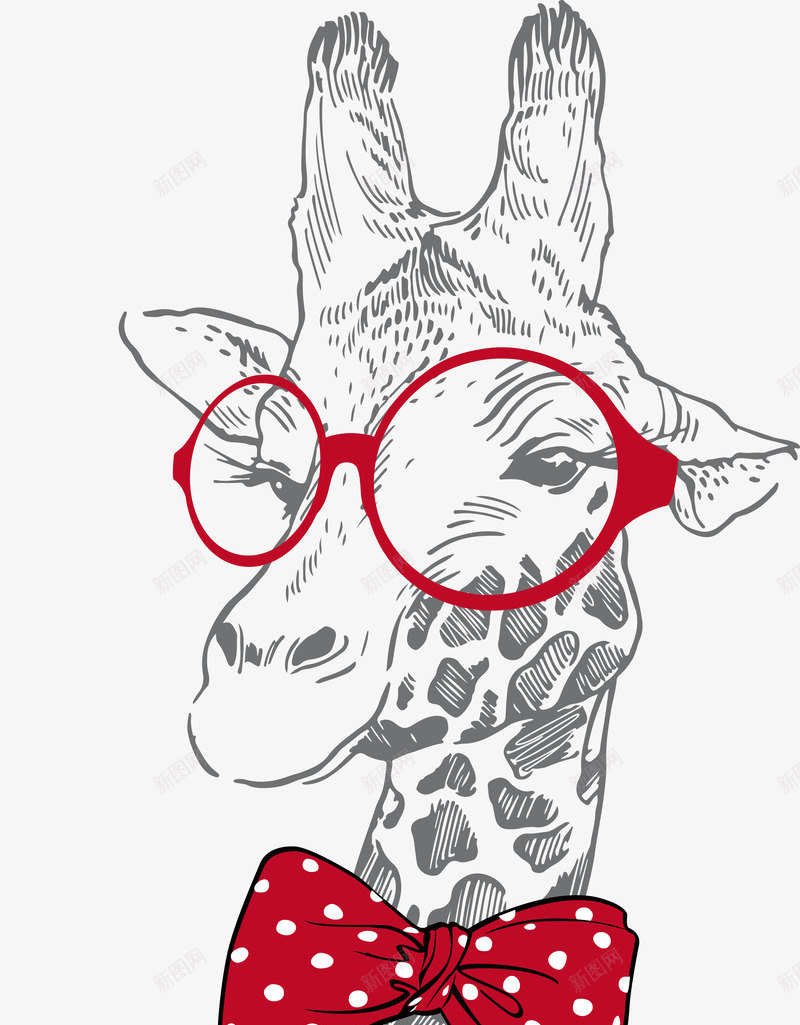 红色眼镜的鹿矢量图ai免抠素材_新图网 https://ixintu.com 动物 可爱 眼镜 鹿 矢量图