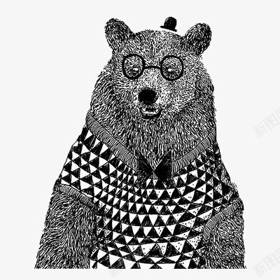 手绘熊png免抠素材_新图网 https://ixintu.com 动物 北极熊 戴眼镜的熊 手绘大熊