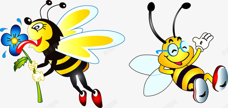 卡通蜜蜂png免抠素材_新图网 https://ixintu.com 卡通 昆虫 蜜蜂 采花 采蜜