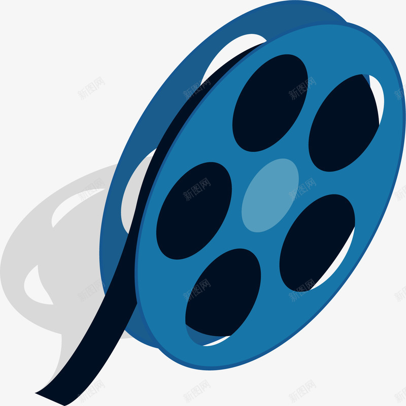 蓝色的电影胶带盘矢量图ai免抠素材_新图网 https://ixintu.com 圆形 圆环 对称图形 年代感 电影院 老式 胶带 黑色 矢量图