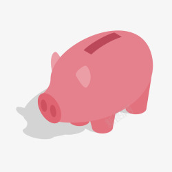 粉色卡通小猪存钱罐矢量图素材