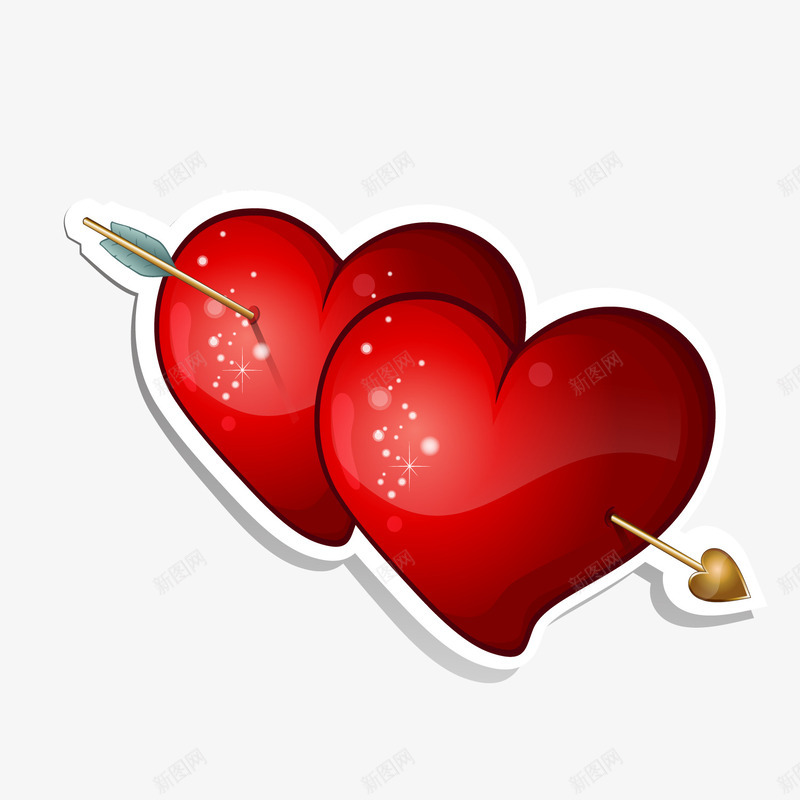 红色一箭穿心png免抠素材_新图网 https://ixintu.com 一箭穿心 卡通爱心 情人节装饰 文案背景 红色心形
