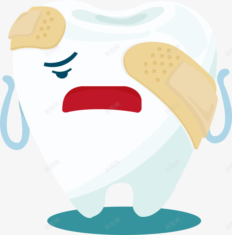 受伤的卡通牙齿简图png免抠素材_新图网 https://ixintu.com 创可贴 卡通 受伤的 可爱的 牙齿 简图 表情