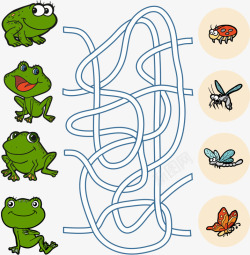 绿色害虫青蛙和昆虫连线高清图片