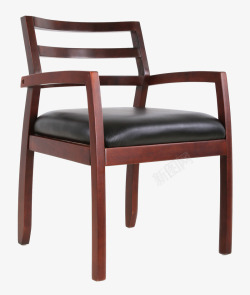 皮质办公椅红木材质靠背办公椅高清图片
