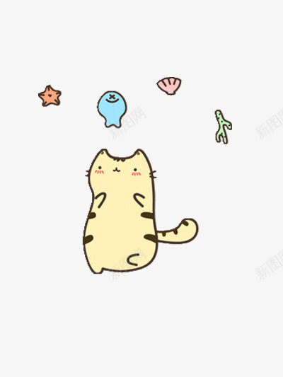 彩色的卡通猫咪装饰物png免抠素材_新图网 https://ixintu.com 猫咪 素材 肥胖 装饰物