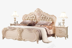 粉色卧室法式双人床高清图片