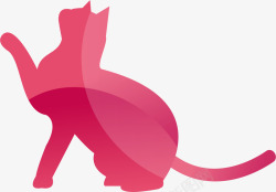 北欧简约风格装饰画卡通创意粉色猫咪装饰画高清图片