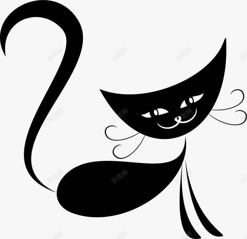 可爱黑色猫咪png免抠素材_新图网 https://ixintu.com 可爱猫咪 呆萌猫咪 猫须草 趴着 黑色尾巴 黑色猫咪 黑色猫须