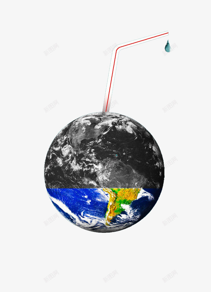 地球饮料png免抠素材_新图网 https://ixintu.com 吸管 大海 水 球