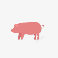 卡通动物粉色小猪矢量图素材