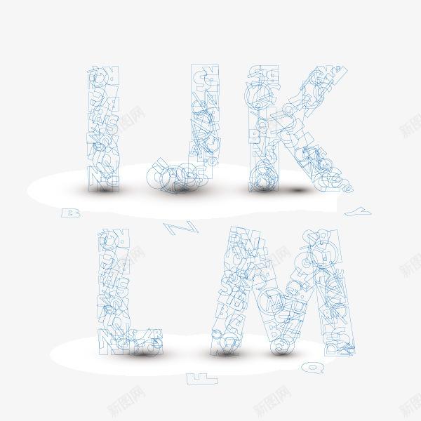 数字字母创意字体淡蓝色线描png免抠素材_新图网 https://ixintu.com 创意字体 数字字母 淡蓝色 线描