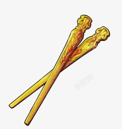 金餐具金筷子矢量图高清图片