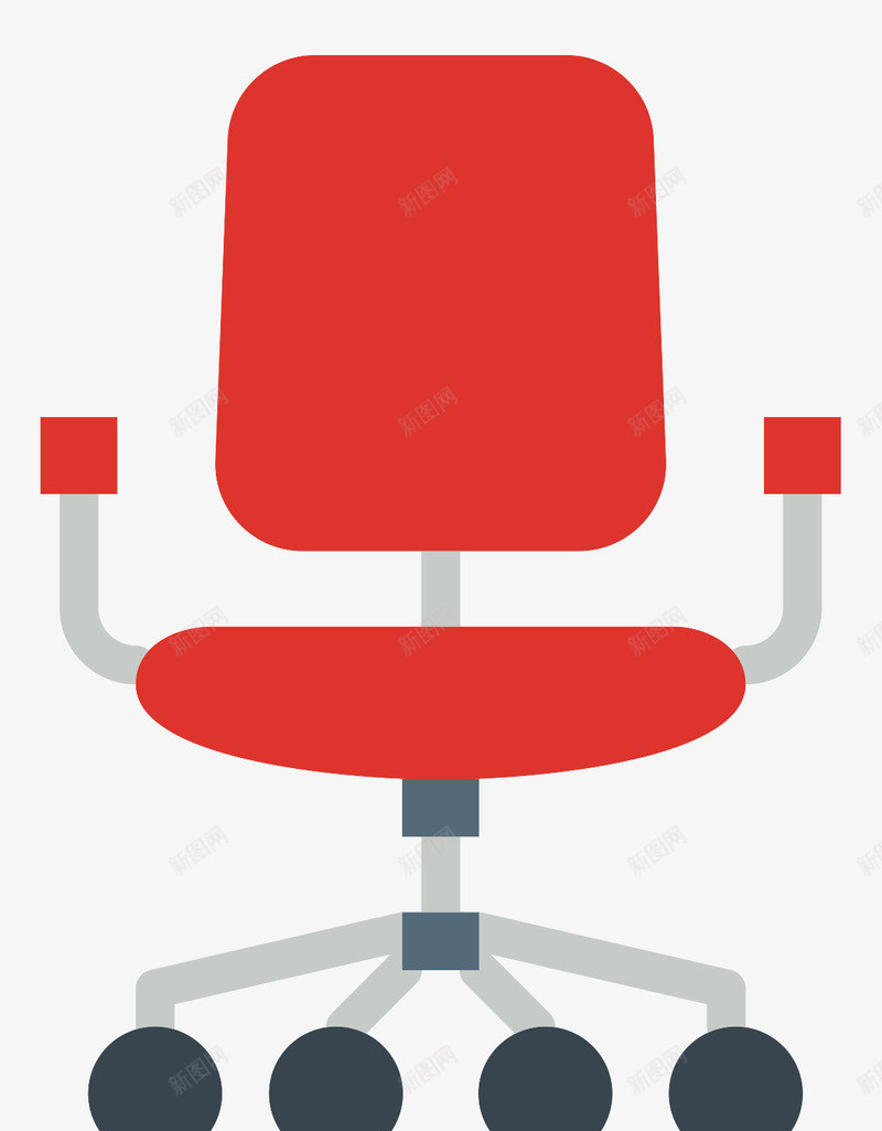 红色旋转椅png免抠素材_新图网 https://ixintu.com 办公室 扁平化 红色 转椅