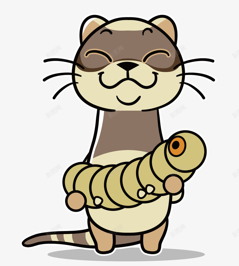 抱着虫子的猫咪png免抠素材_新图网 https://ixintu.com 卡通 卡通形象 微笑 棕色 猫咪 黄色的大虫子