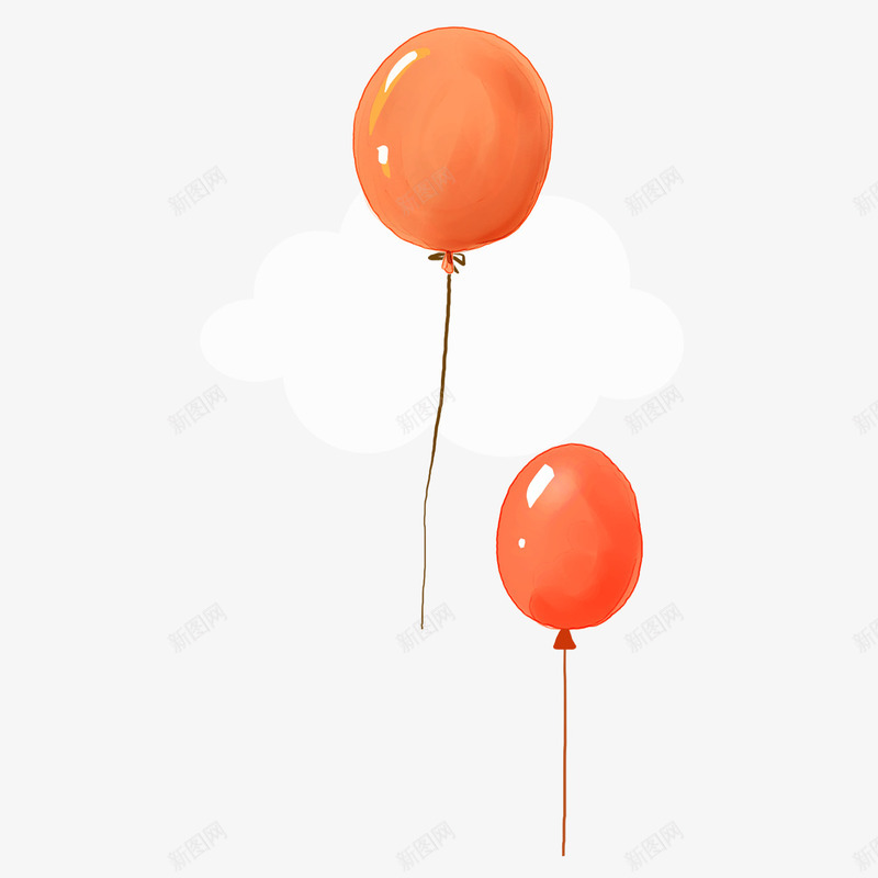 两个橘色气球png免抠素材_新图网 https://ixintu.com 手绘 橘色 气球 起飞