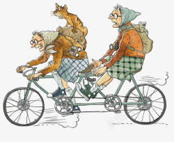 暑期学生骑自行车插画双人自行车高清图片
