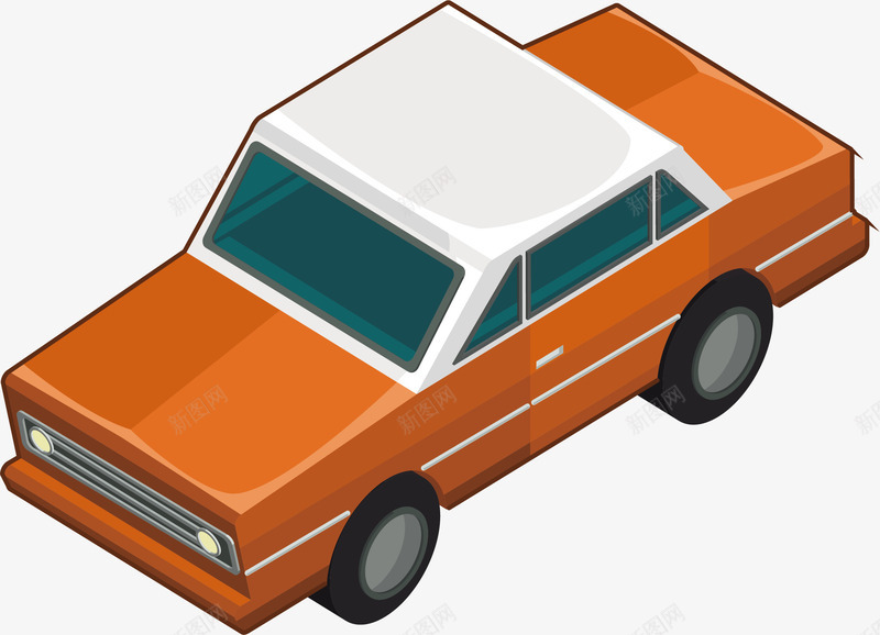 老爷车png免抠素材_新图网 https://ixintu.com 复古车 橘色汽车 矢量素材 老爷车