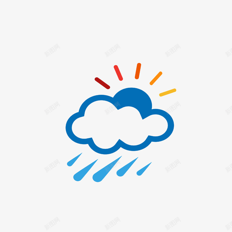 卡通阵雨天气气象符号psd免抠素材_新图网 https://ixintu.com 掉落的雨水 气象标志 气象符号 阵雨天气