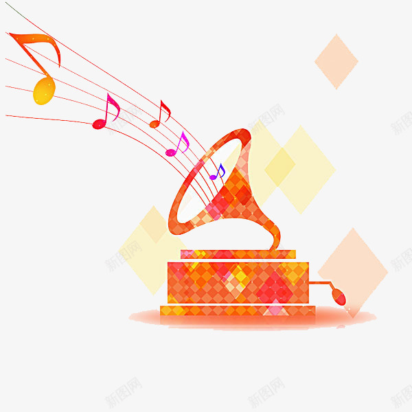 动听的唱片机png免抠素材_新图网 https://ixintu.com 乐符 动听的 卡通 唱片机 手绘 橘色的 简笔