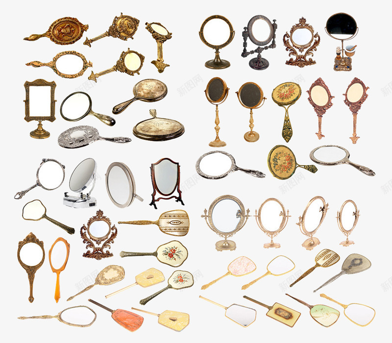 镜子png免抠素材_新图网 https://ixintu.com 化妆镜 古典镜子 台面镜 圆形 家具 小镜子 方形 椭圆镜 欧式镜子 设计