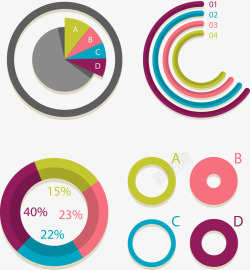 手绘环形图数据素材