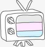 彩色手绘电视机彩色素材