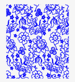 方形青花花纹素材