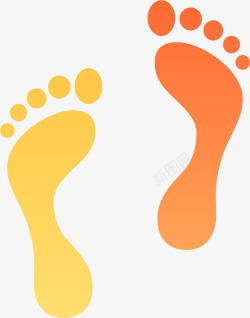 橘色脚印卡通橘黄色脚印图高清图片