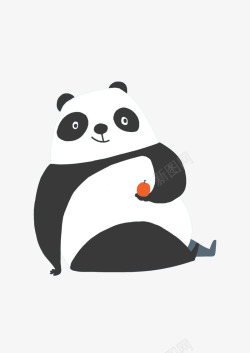 一只苹果手绘可爱熊猫高清图片