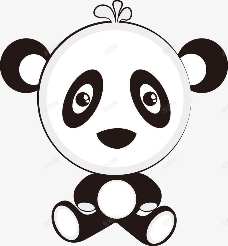 手绘卡通熊猫png免抠素材_新图网 https://ixintu.com 动物 卡通 可爱 手绘 熊猫
