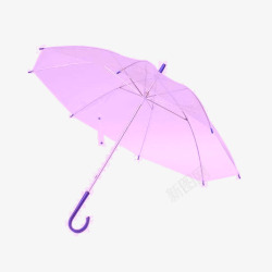 紫色长柄粉紫色透明长柄雨伞高清图片