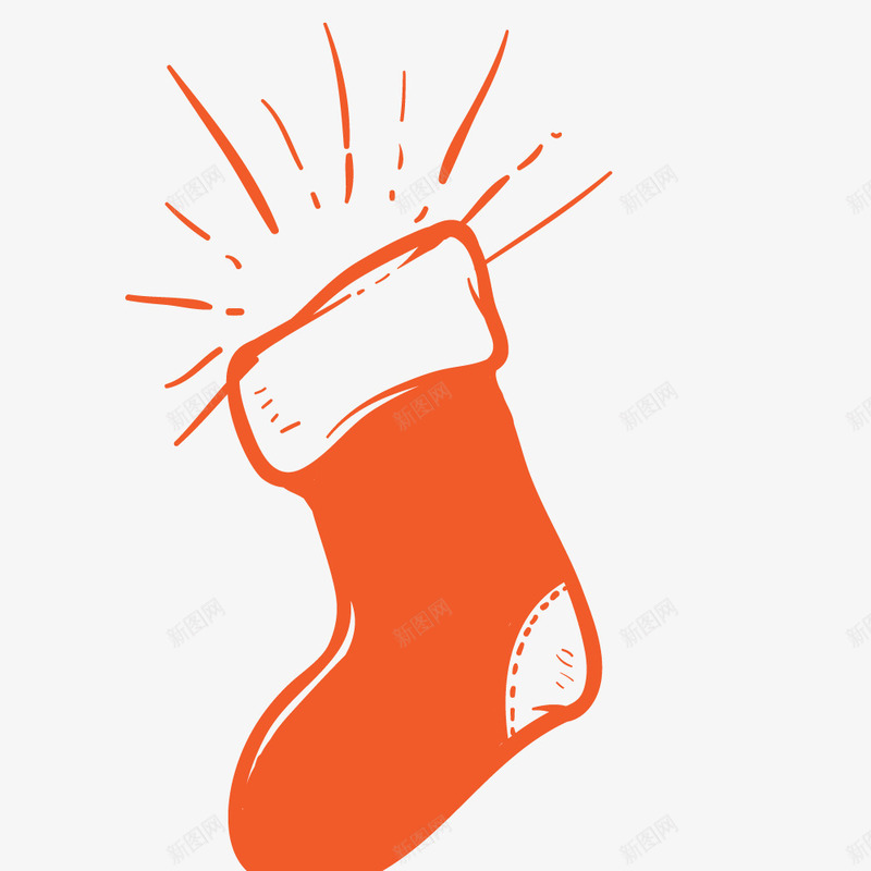 橘色圣诞袜png免抠素材_新图网 https://ixintu.com 儿童 圣诞节 圣诞袜 彩绘 毛线 水墨 袜子