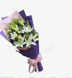 紫色包装百合花素材
