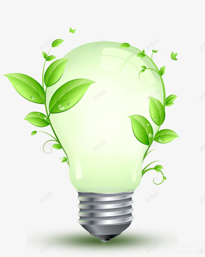 绿色灯泡png免抠素材_新图网 https://ixintu.com 创意 想法 植物 灯泡 绿色
